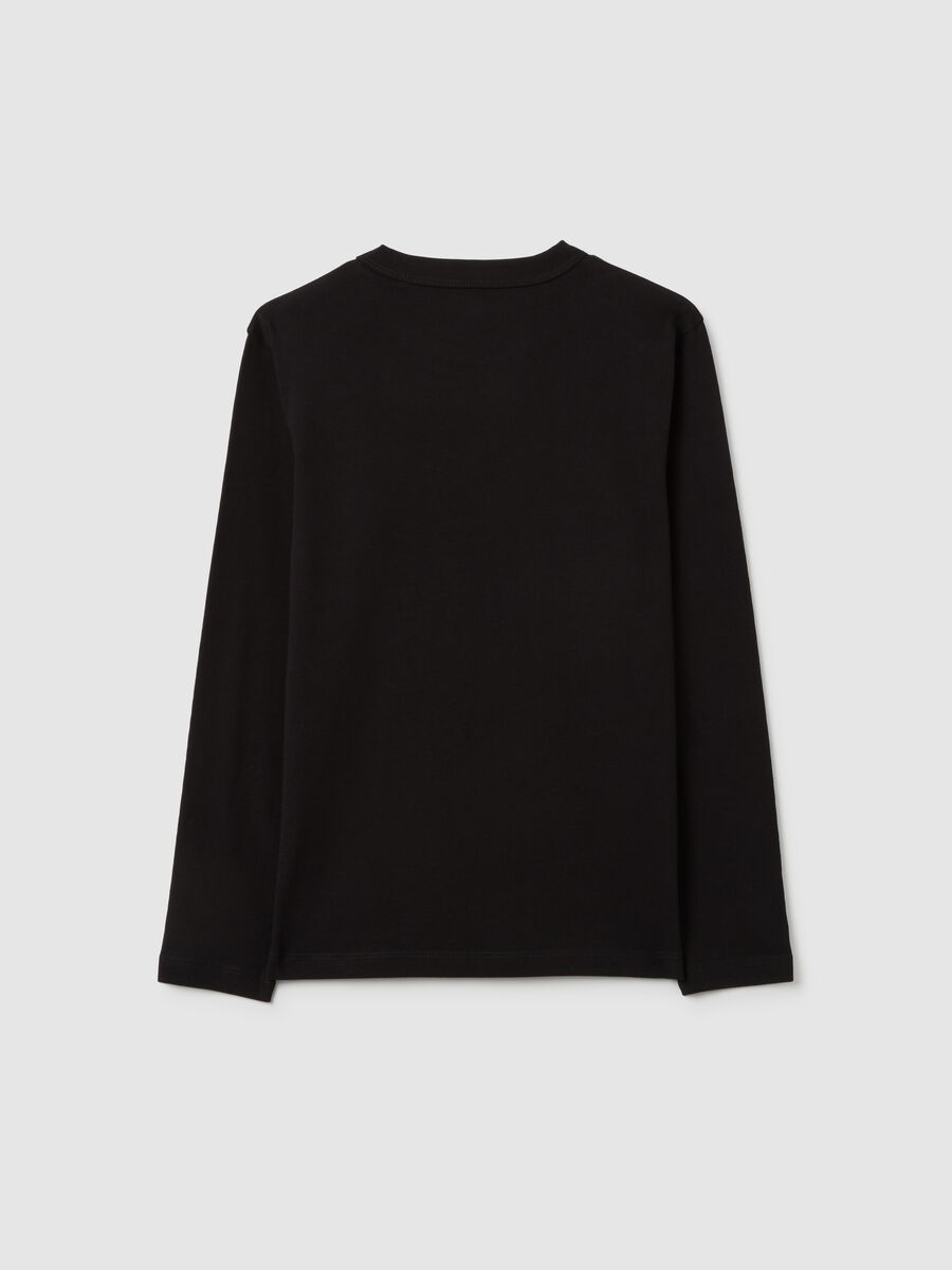 Boy's regular fit black pure cotton T-shirt_4