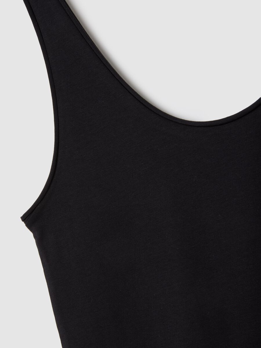 Women's Black Stretch Cotton Tank Top Regular Fit_1