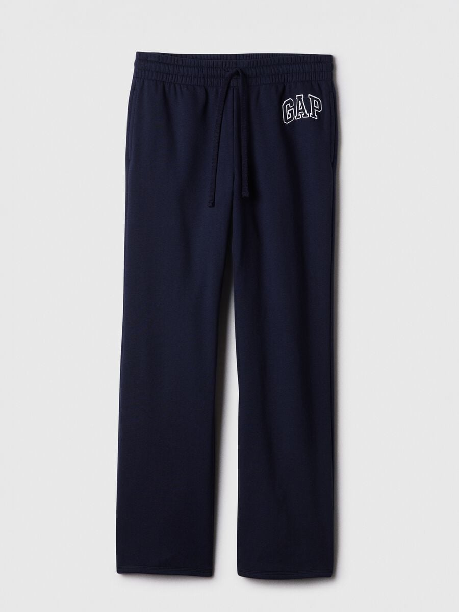 Blue cotton-blend trousers with drawstring and GAP logo_3
