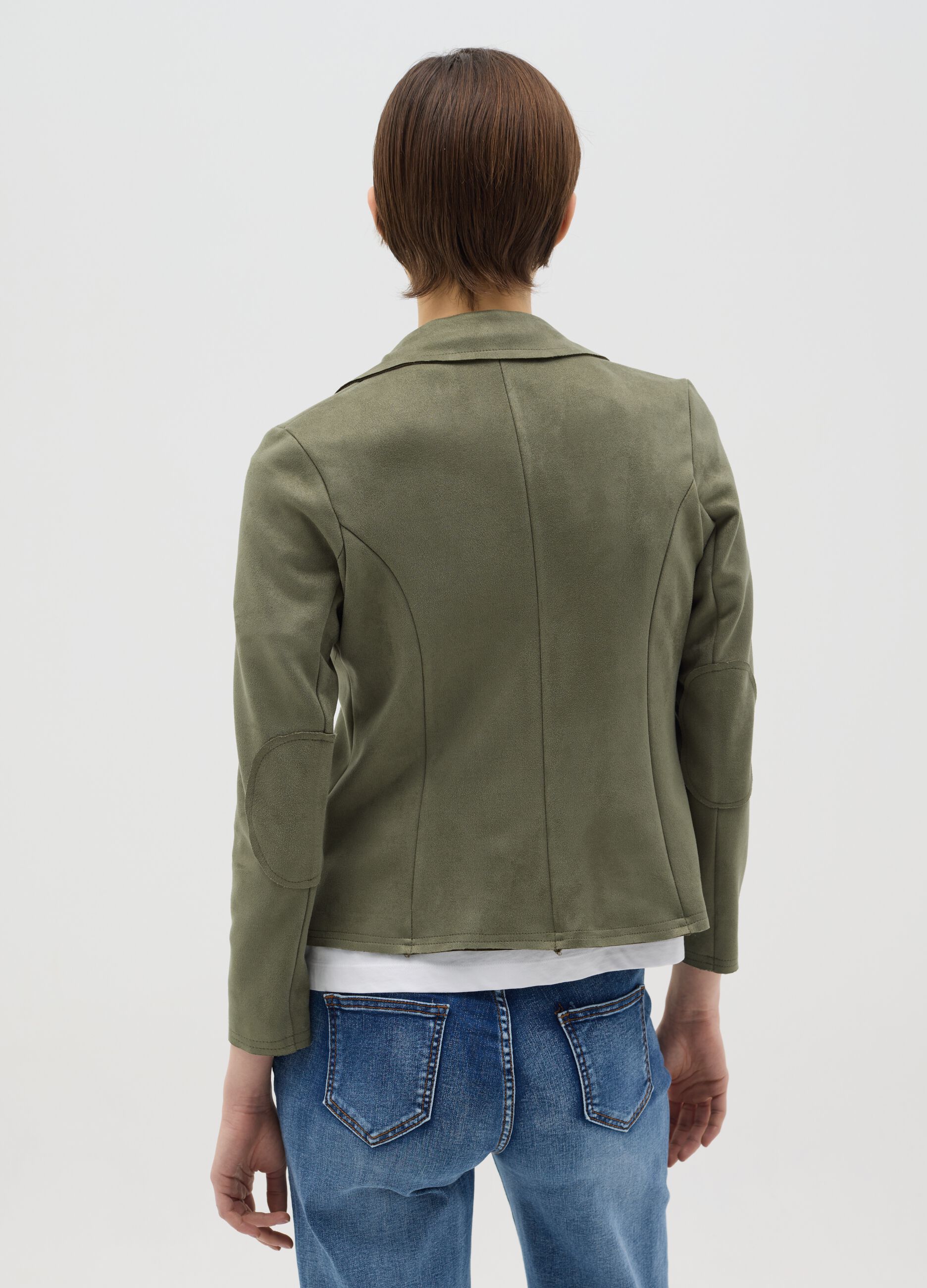 Short green suede jacket