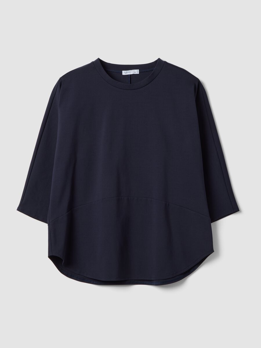 T-shirt in misto cotone elasticizzato blu regular fit_4
