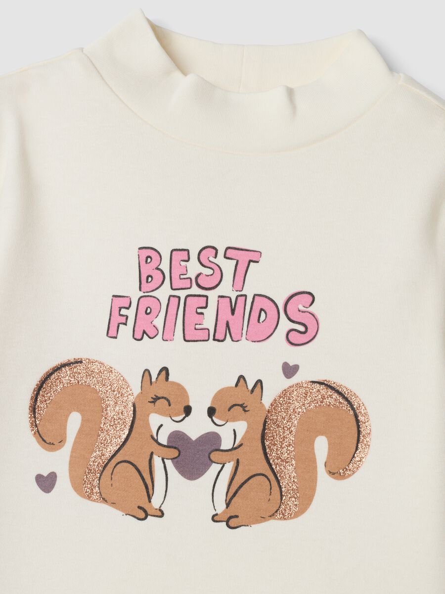 T-shirt bianca in puro cotone organico con collo rialzato_2