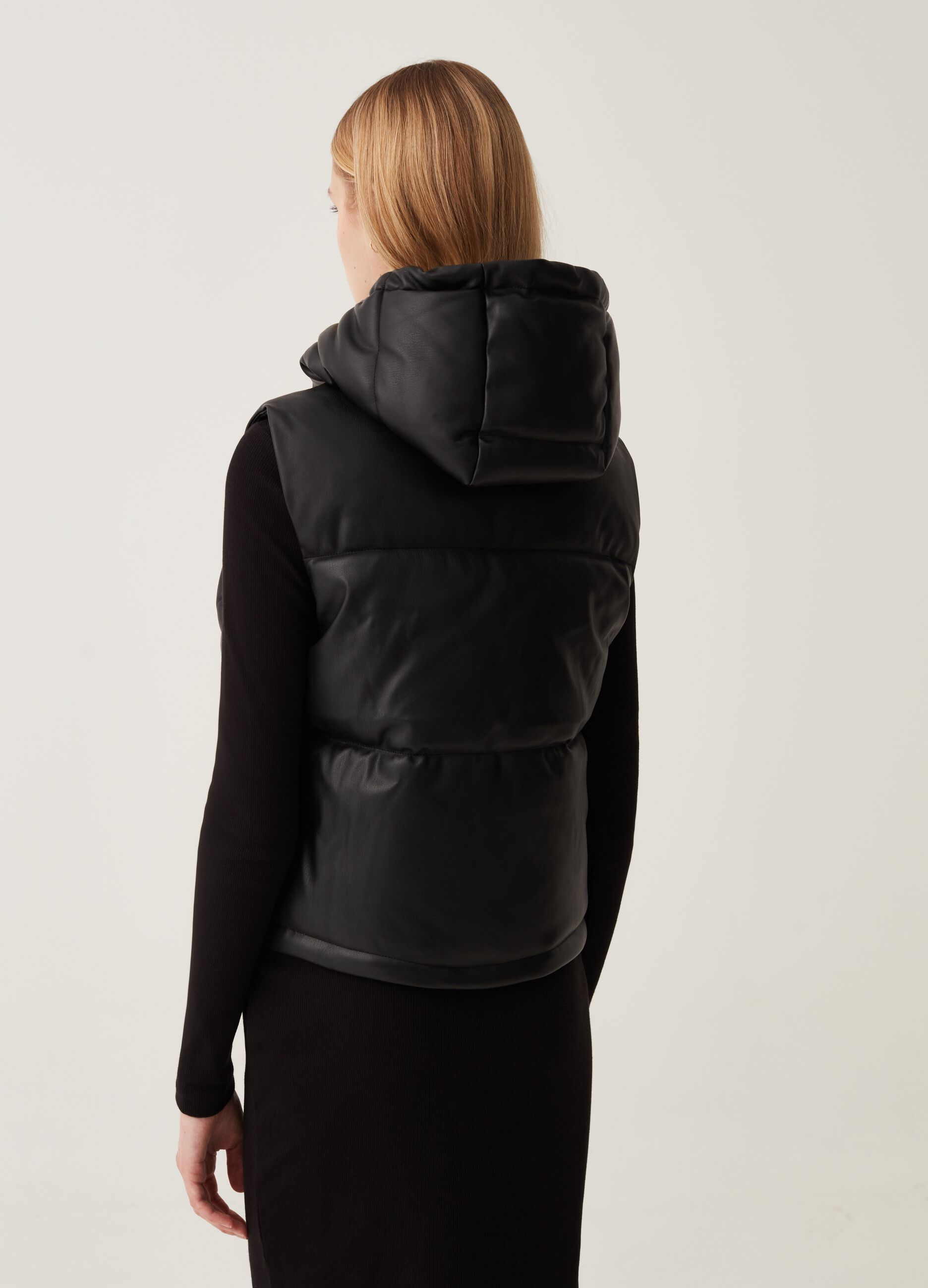 Gilet full-zip trapuntato effetto lucido_2