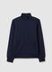 Blue cotton blend regular fit zip sweatshirt_4
