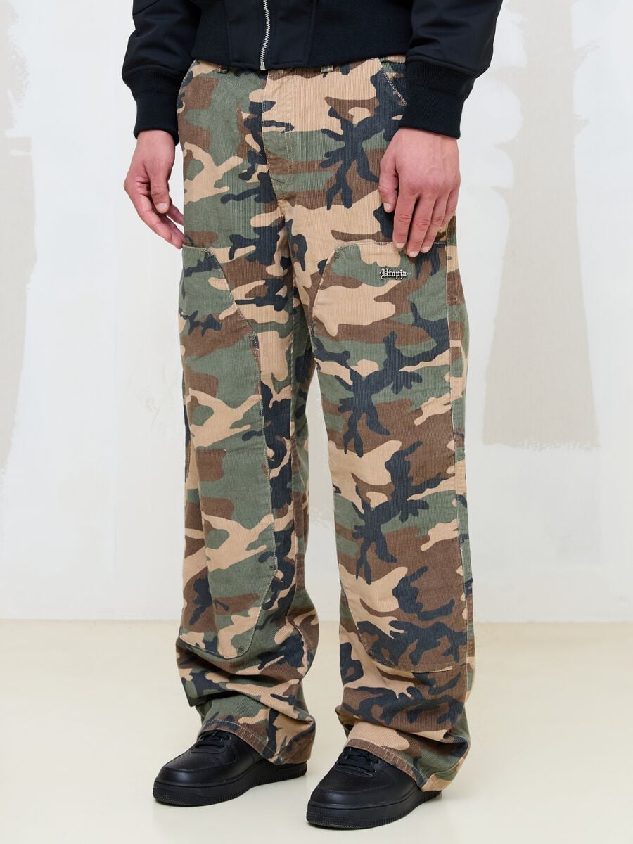 Corduroy Carpenter Pants Washed Camo_2