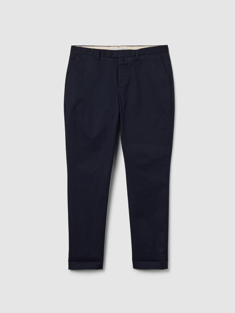 Pantaloni in cotone elasticizzato blu slim fit_4