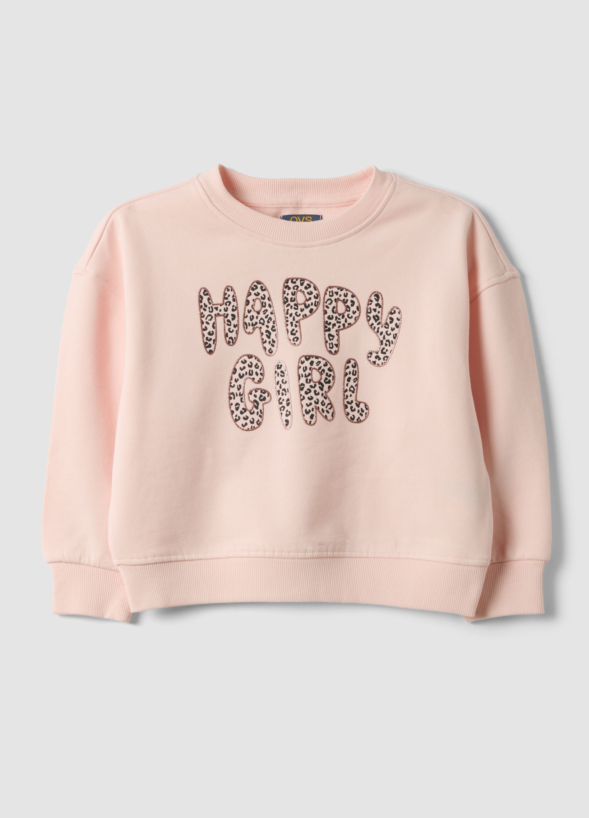Pink pure cotton crew-neck sweatshirt