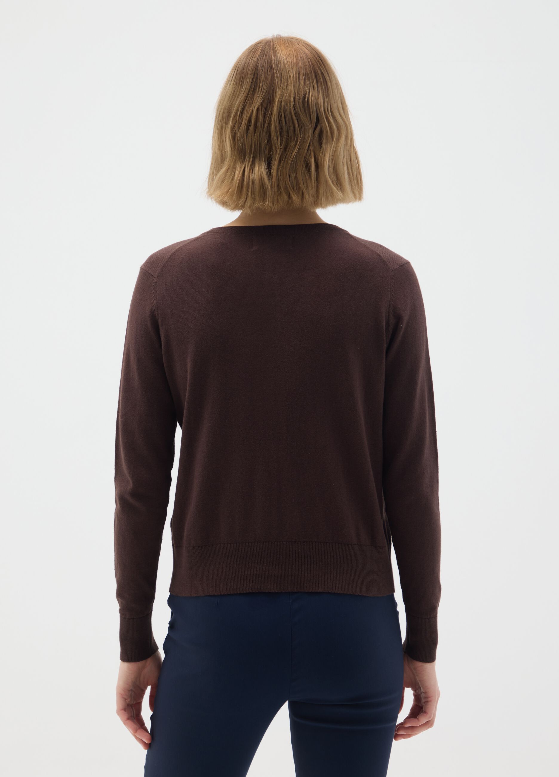 Cardigan in puro cotone marrone regular fit