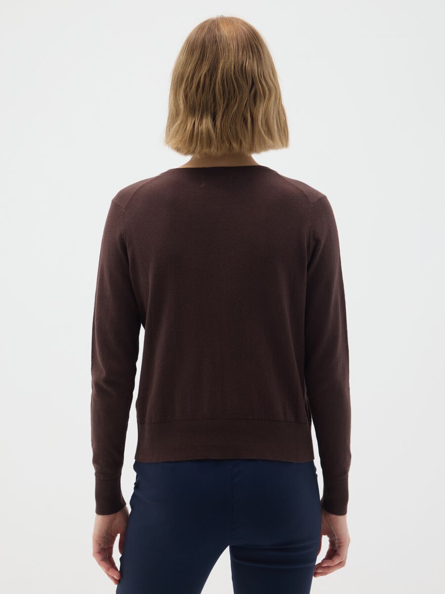 Cardigan in puro cotone marrone regular fit_2
