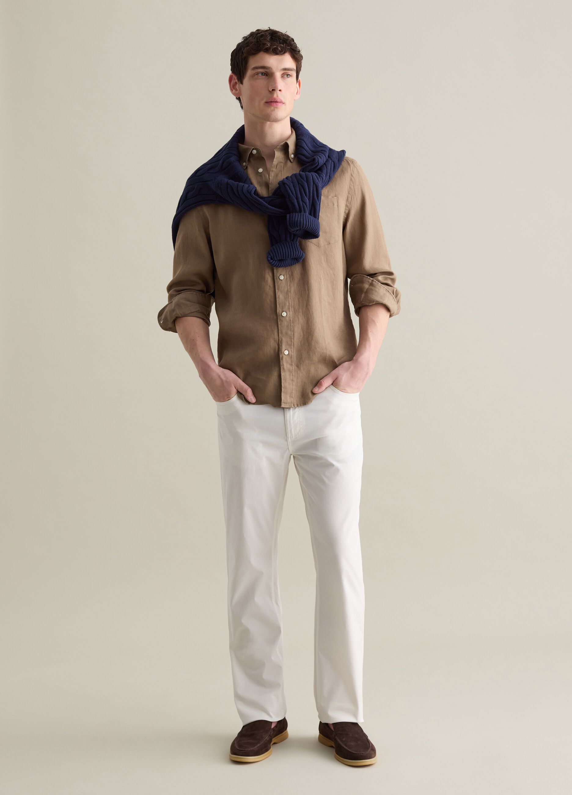Pantaloni bianchi chino cinque tasche in cotone stretch
