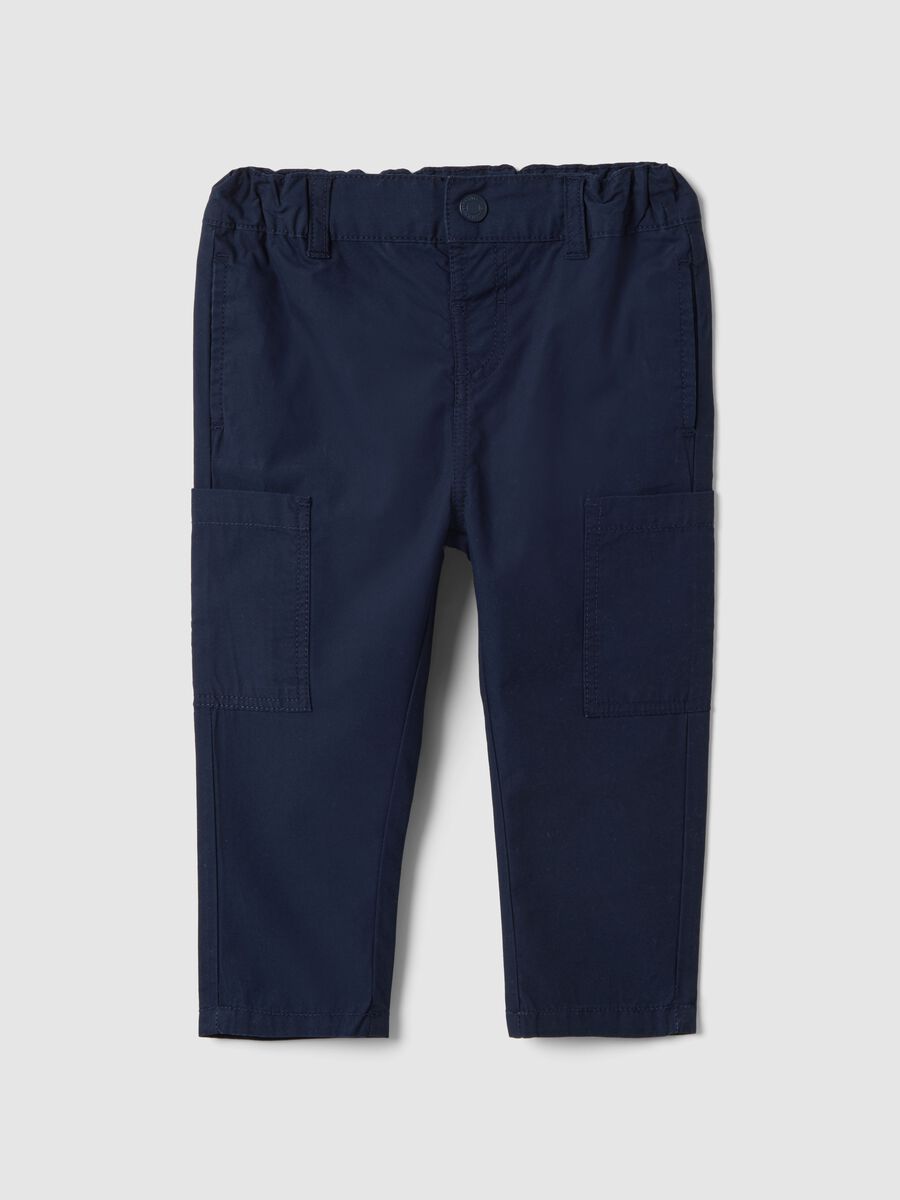 Pantaloni cargo in puro cotone blu da bimbo regular fit_0