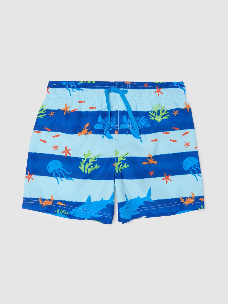 Costume da bagno da bambino in misto con stampa multicolor e vestibilità regular_0