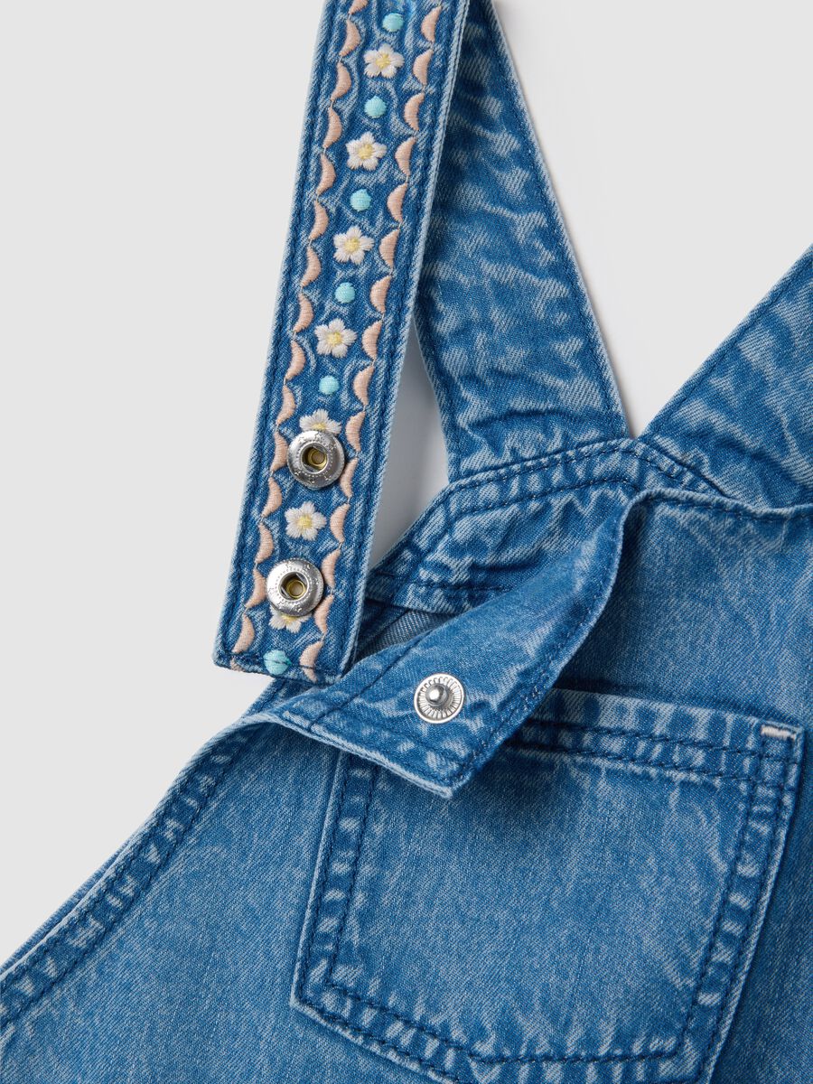 Girls' regular fit denim short overalls_3