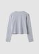 T-shirt crop grigia in puro cotone organico con collo a costine per ragazza_5