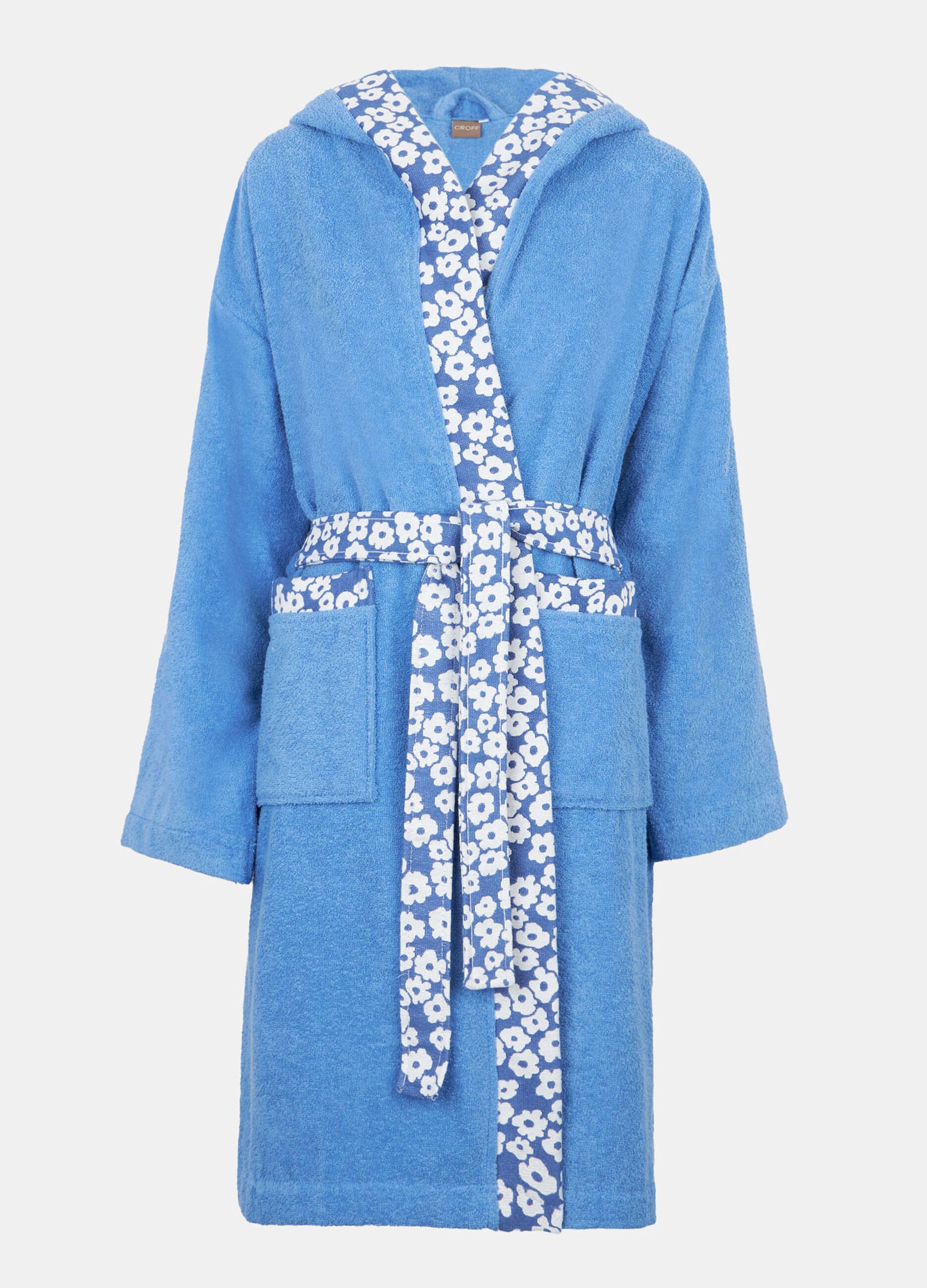 Cotton bathrobe with floral inserts