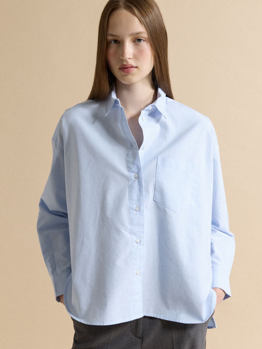 Light blue pure cotton shirt with classic collar, regular fit_1