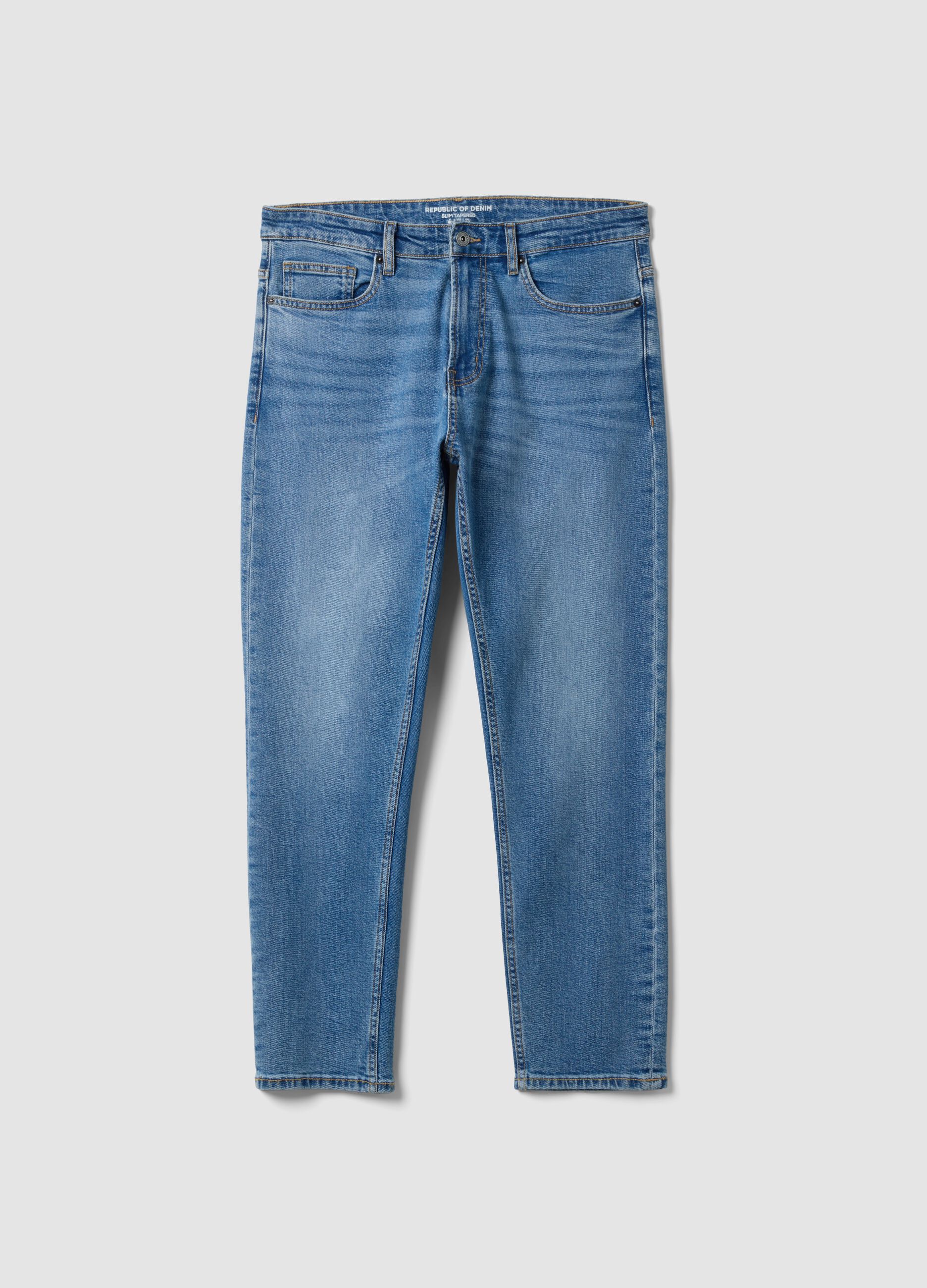 Blue slim-fit stretch cotton jeans