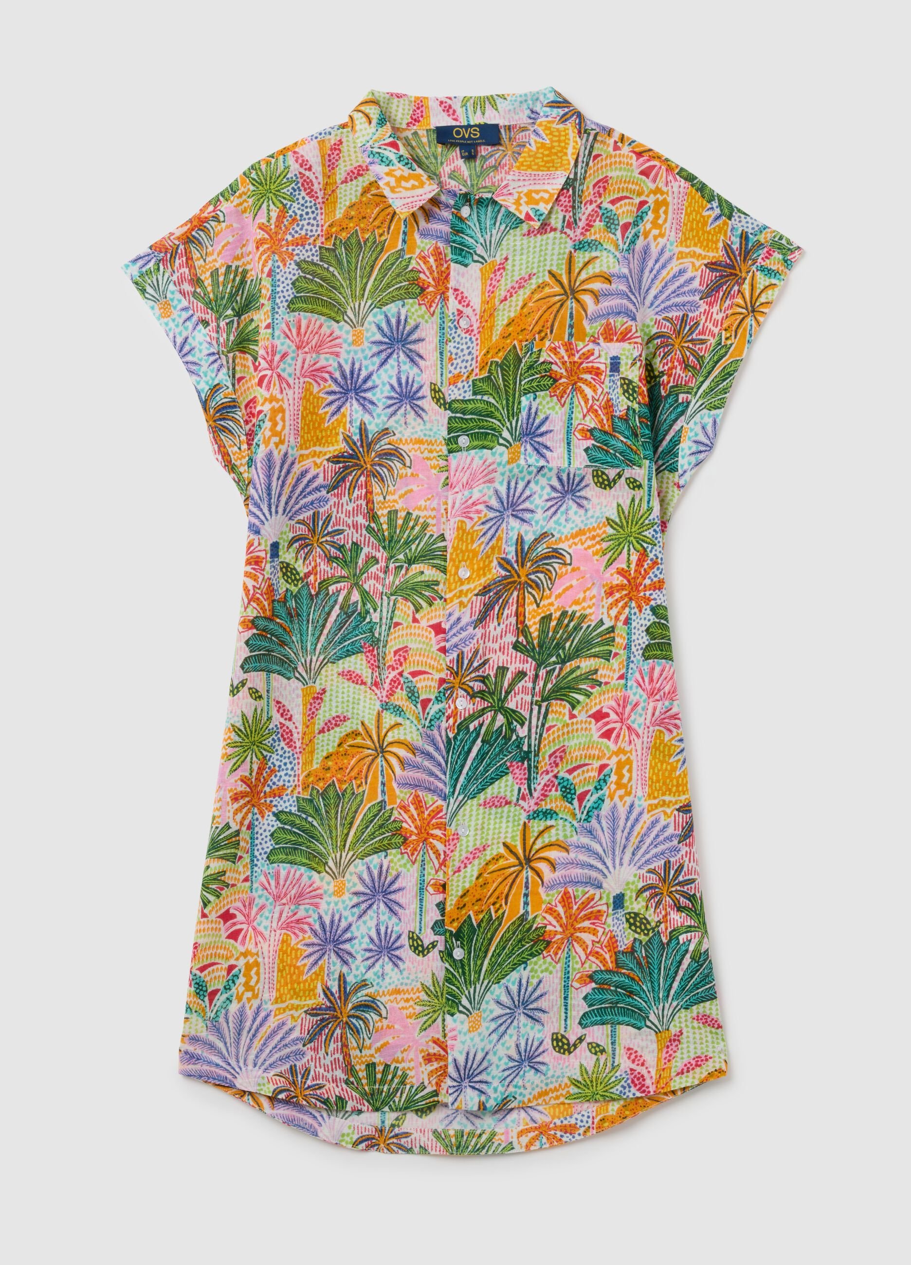 Copricostume chemisier da donna in puro cotone multicolor