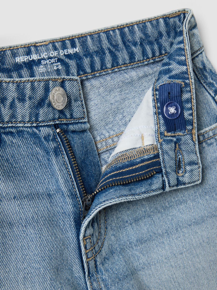 Shorts denim blu in puro cotone da bambino regular fit_3