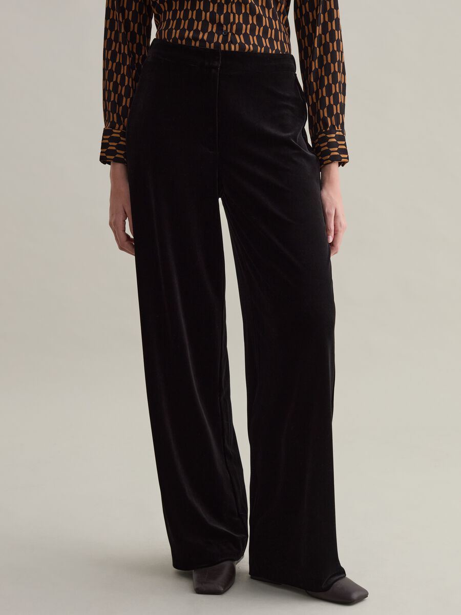Wide-leg trousers in velvet_1