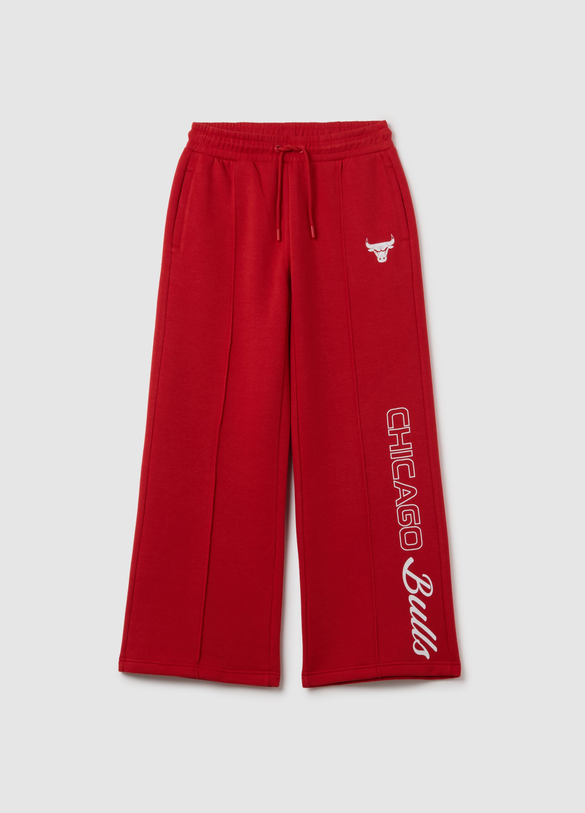 Pantaloni in misto cotone rossi regular fit con stampa Chicago Bulls