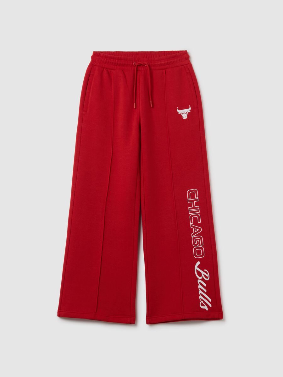 Pantaloni in misto cotone rossi regular fit con stampa Chicago Bulls_0