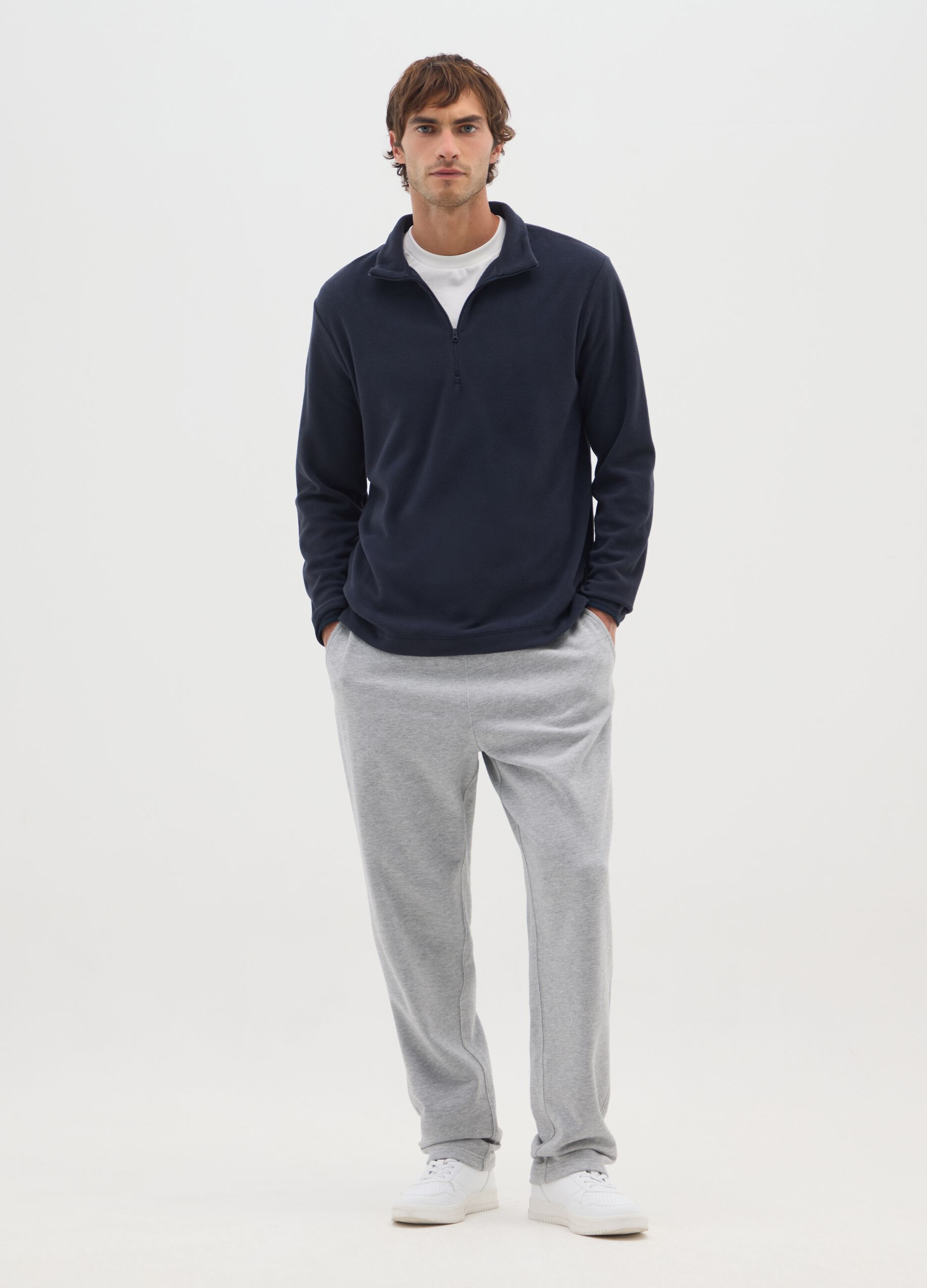 Blue Fleece Half-Zip Sweater