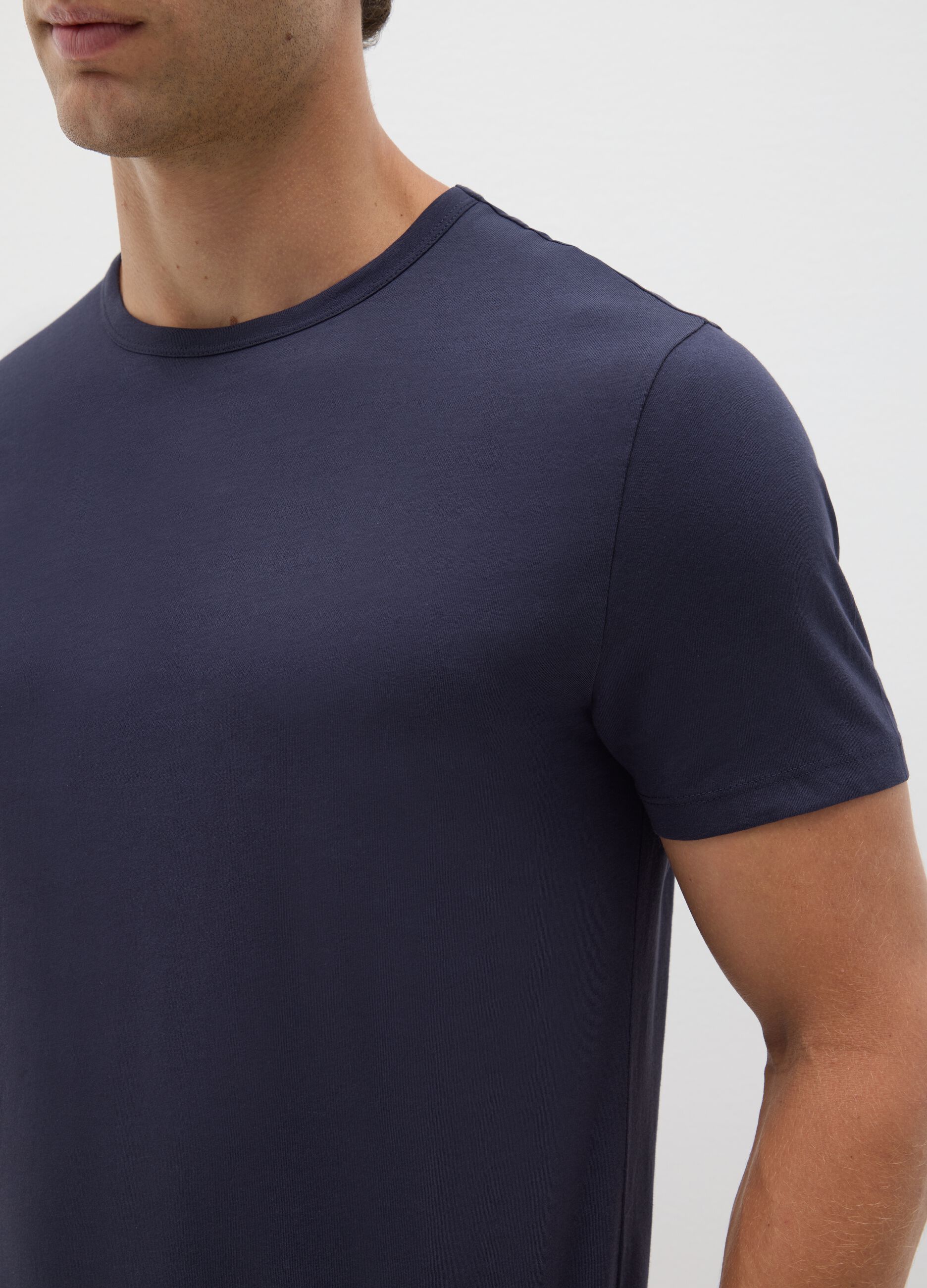 Bipack di t-shirt da uomo in puro cotone blu regular fit