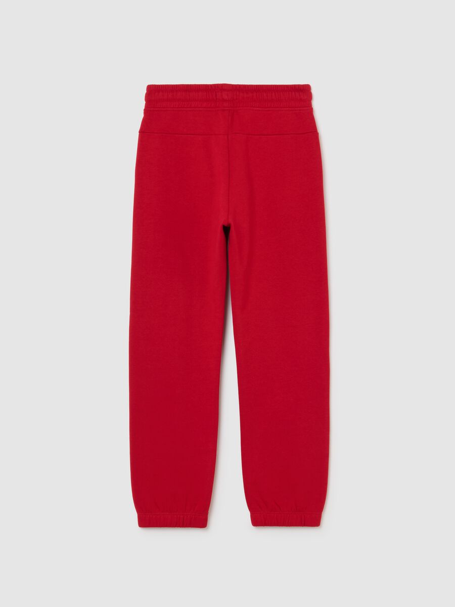 Children's red pure cotton joggers, regular fit_1