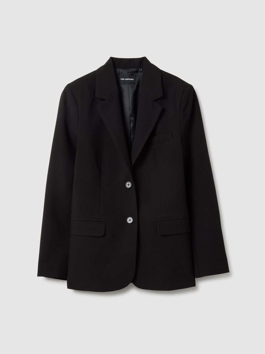 Black Viscose Blend Blazer Regular Fit_4