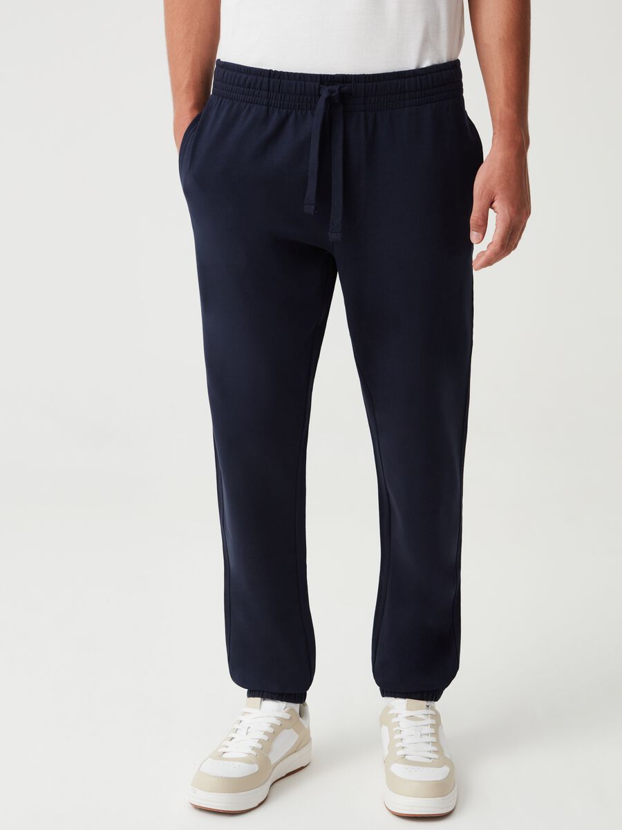 Joggers in felpa stretch con coulisse_1