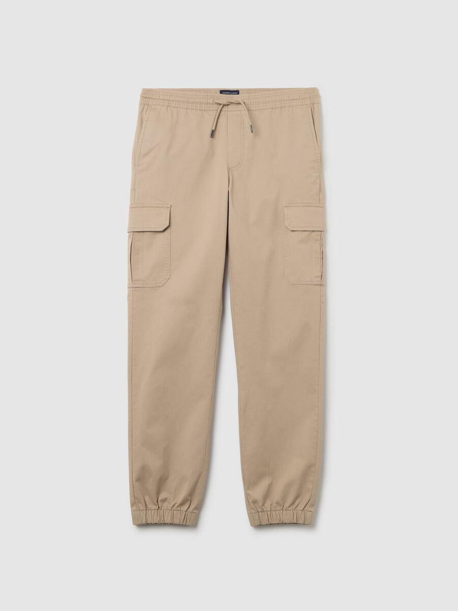 Pantaloni cargo in cotone beige relaxed fit_4