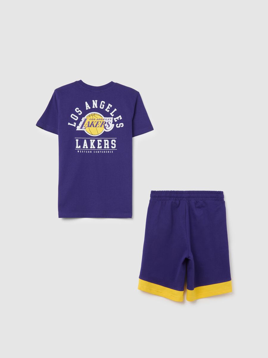 Boys' short purple regular fit set in 100% cotton with Los Angeles Lakers logo_4