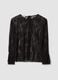 Blusa nera in tessuto elasticizzato con pizzo trasparente regular fit_4