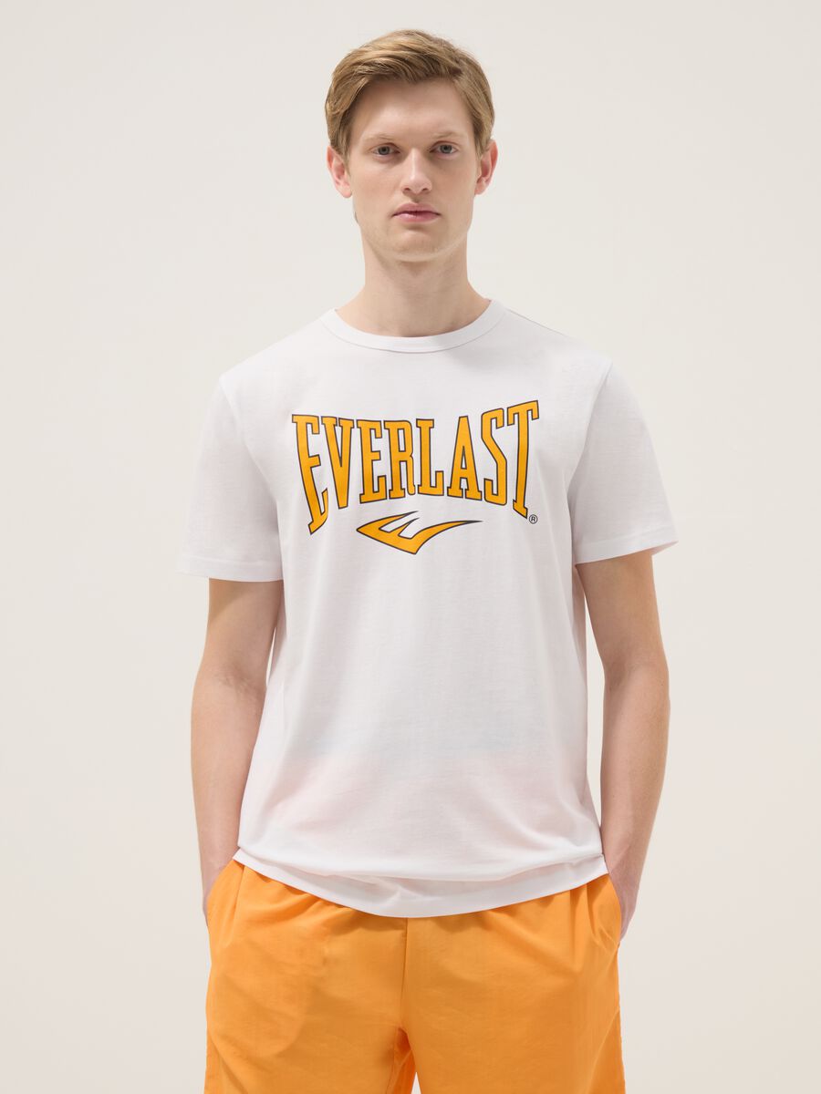 White pure cotton T-shirt regular fit with Everlast logo_0