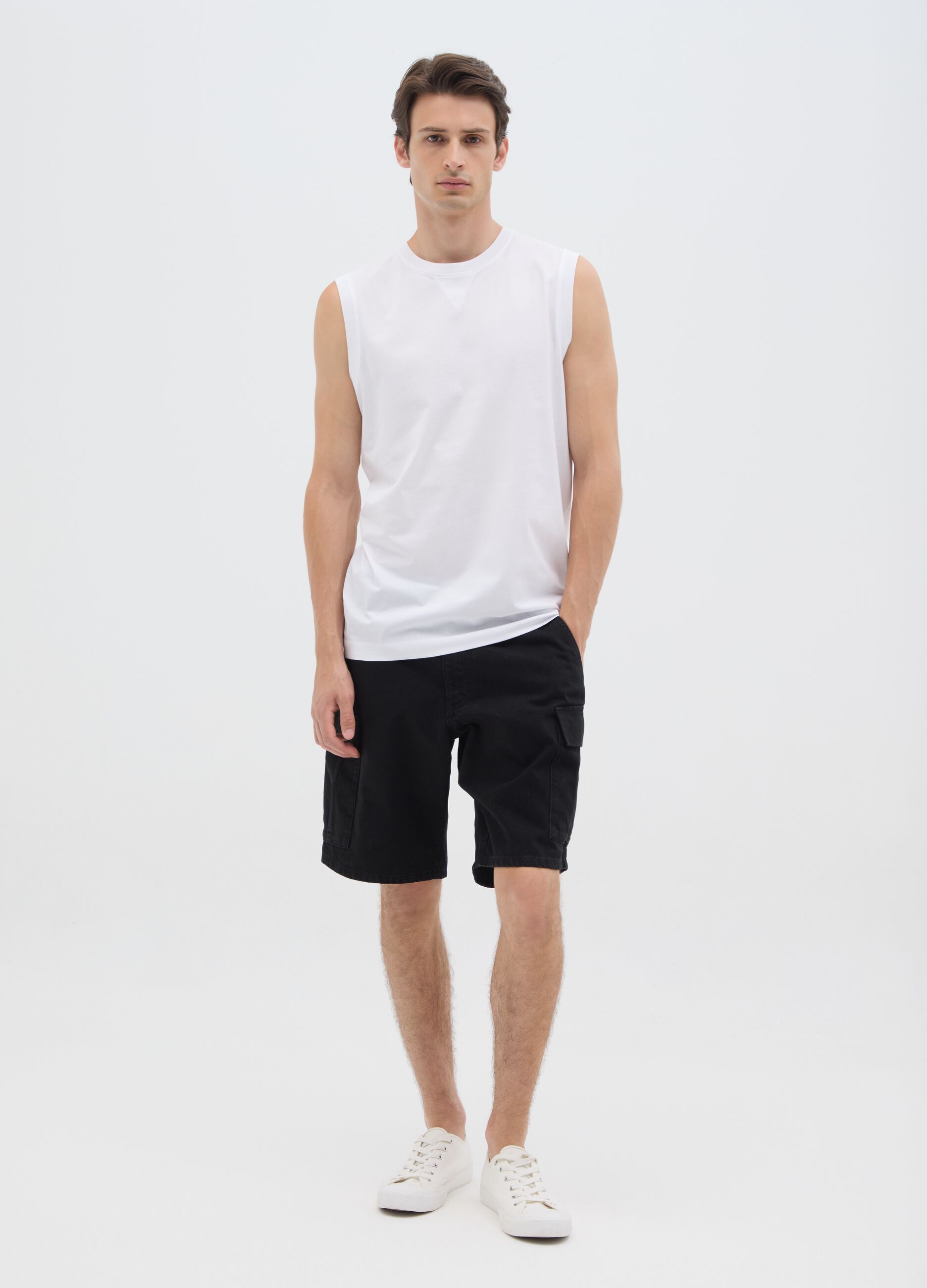 Canotta da uomo in puro cotone bianca regular fit