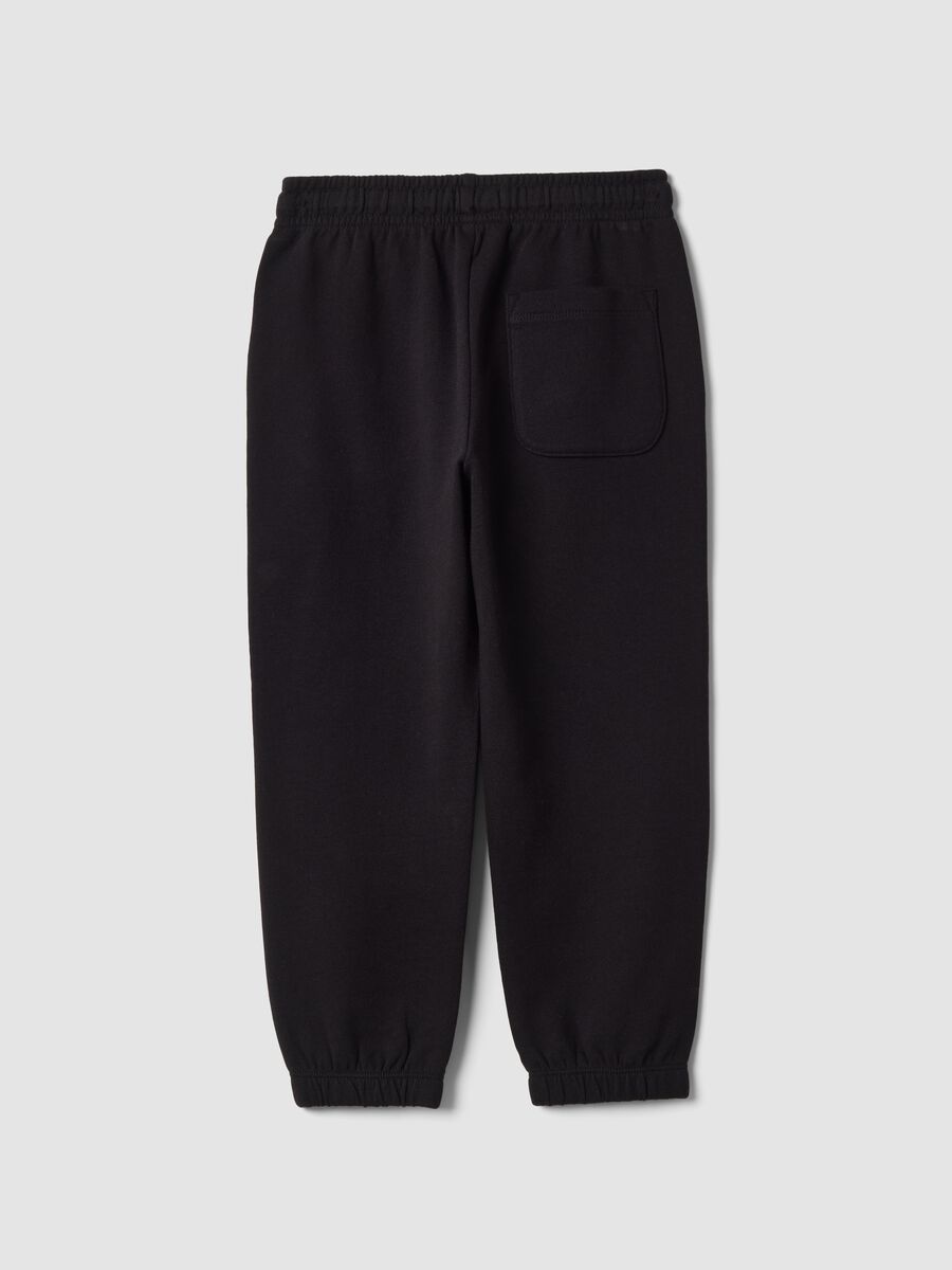 Pantaloni jogger neri in puro cotone con stampa a scacchi_1