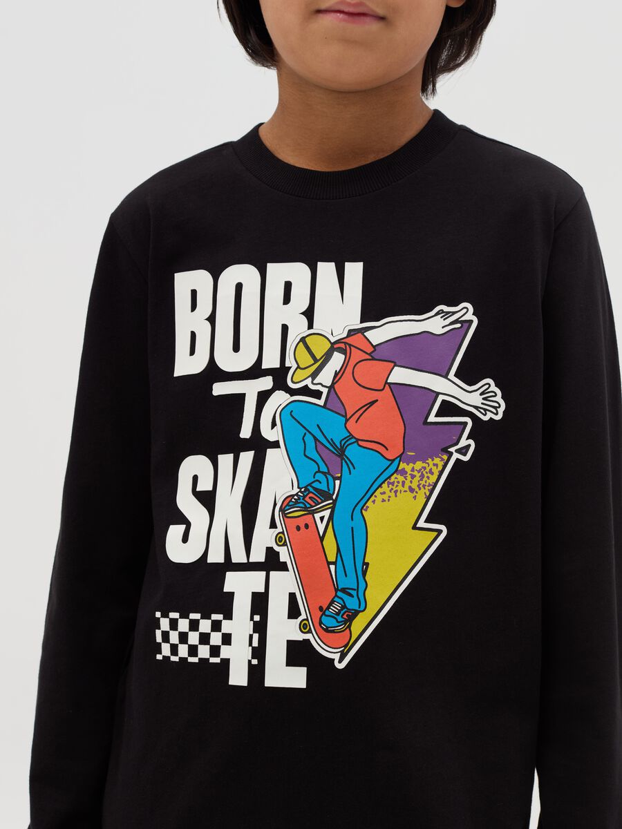 T-shirt maniche lunghe stampa "Born to Skate"_2
