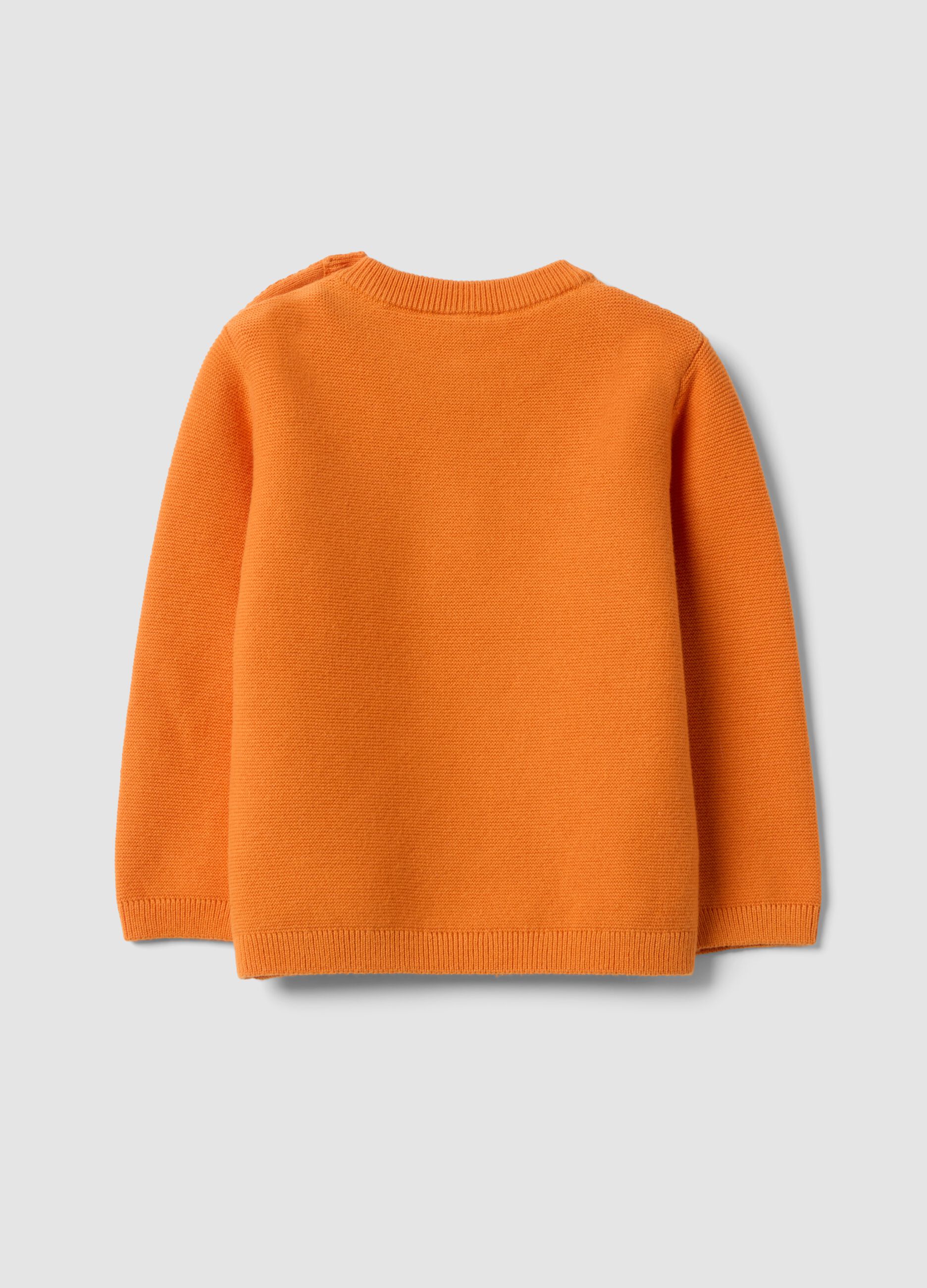 Orange pure cotton regular-fit buttoned jumper for baby boy