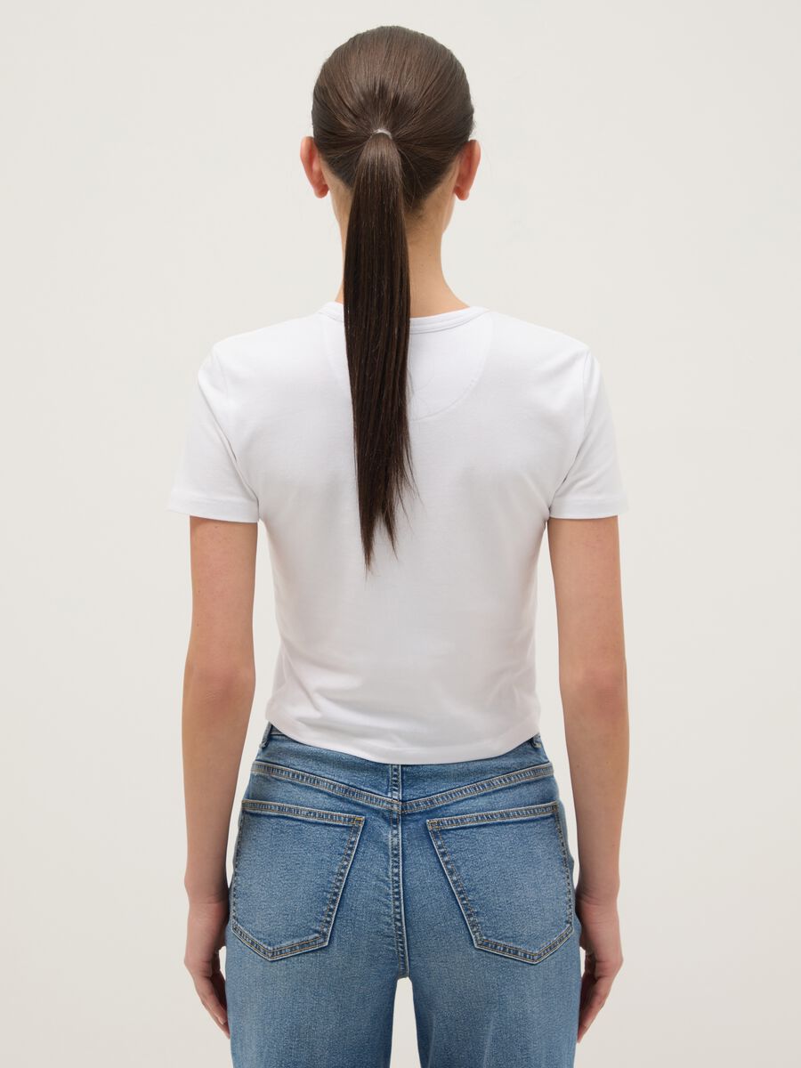 Regular fit white pure cotton T-shirt with spritz print_2