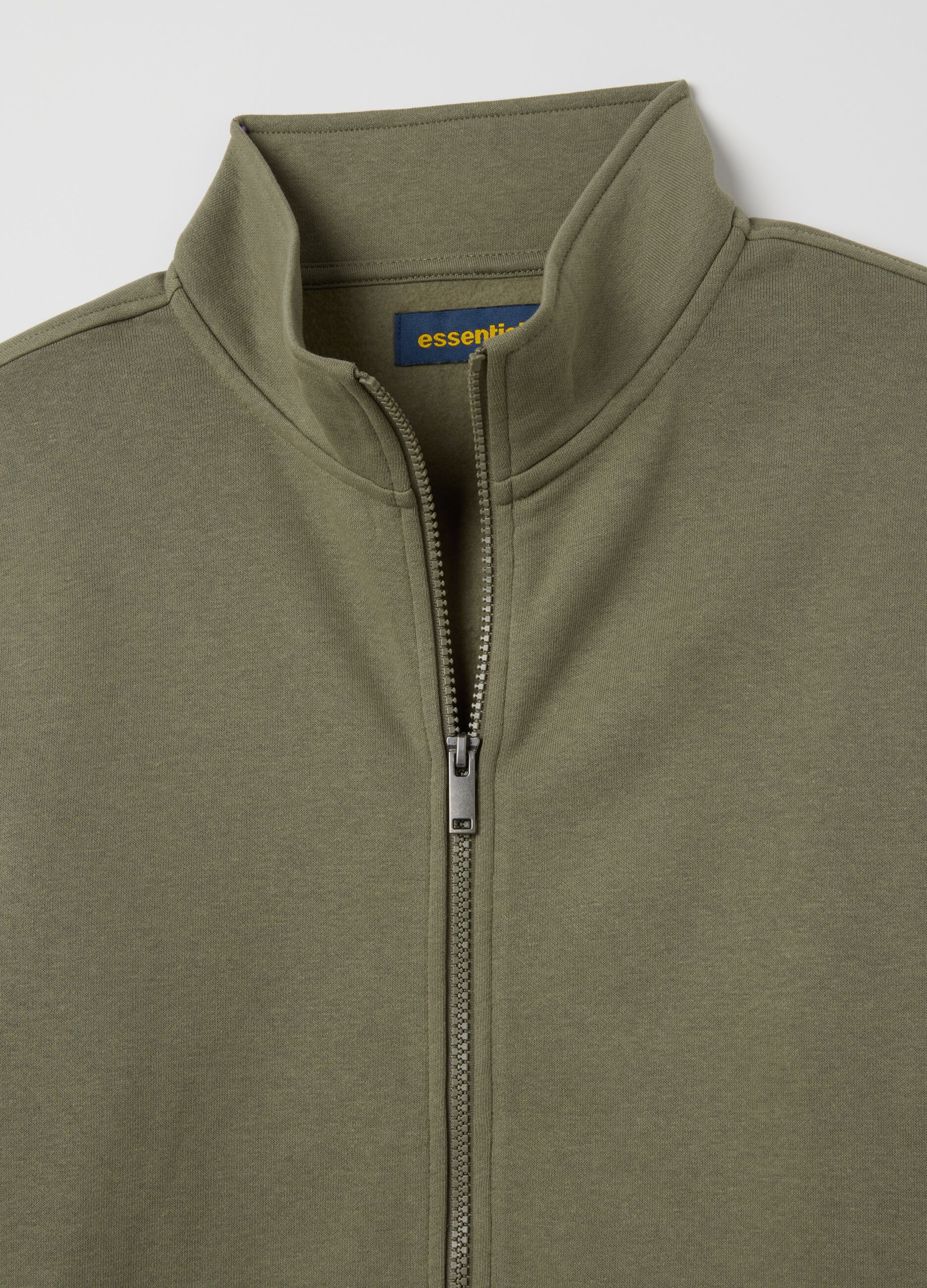Felpa in misto cotone verde con zip