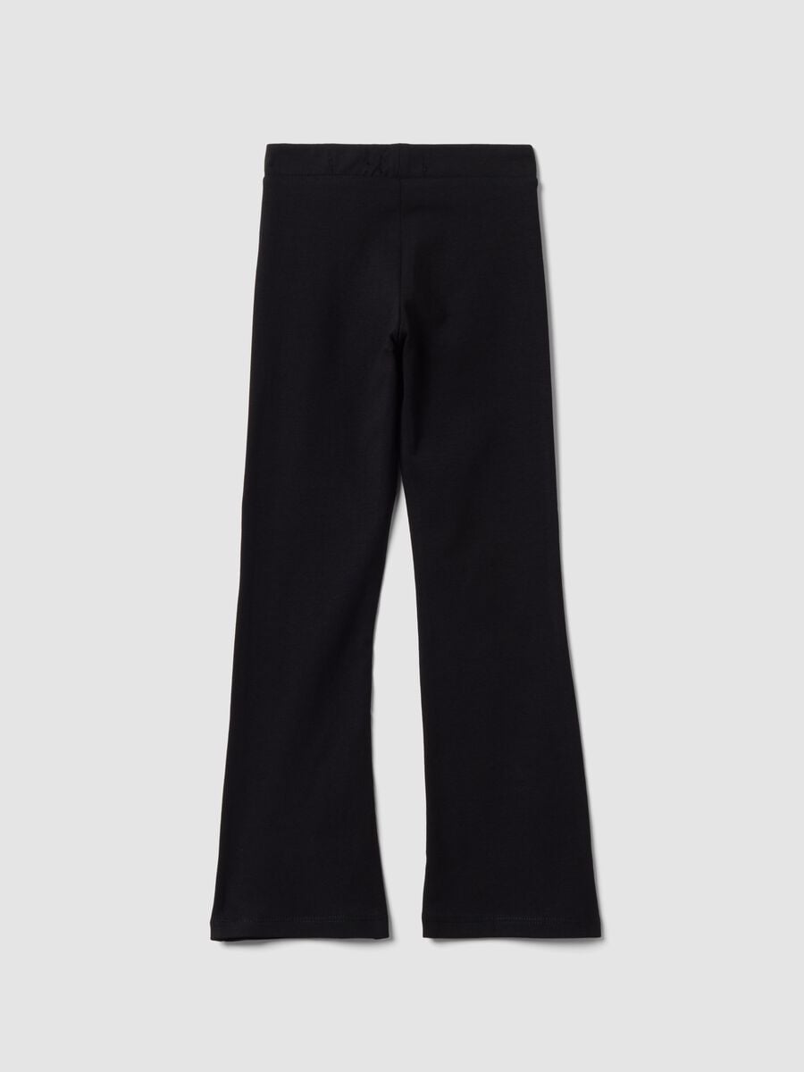 Leggings neri svasati in cotone elasticizzato_1