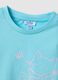 Sky blue pure cotton girl's t-shirt with cat print, regular fit_3