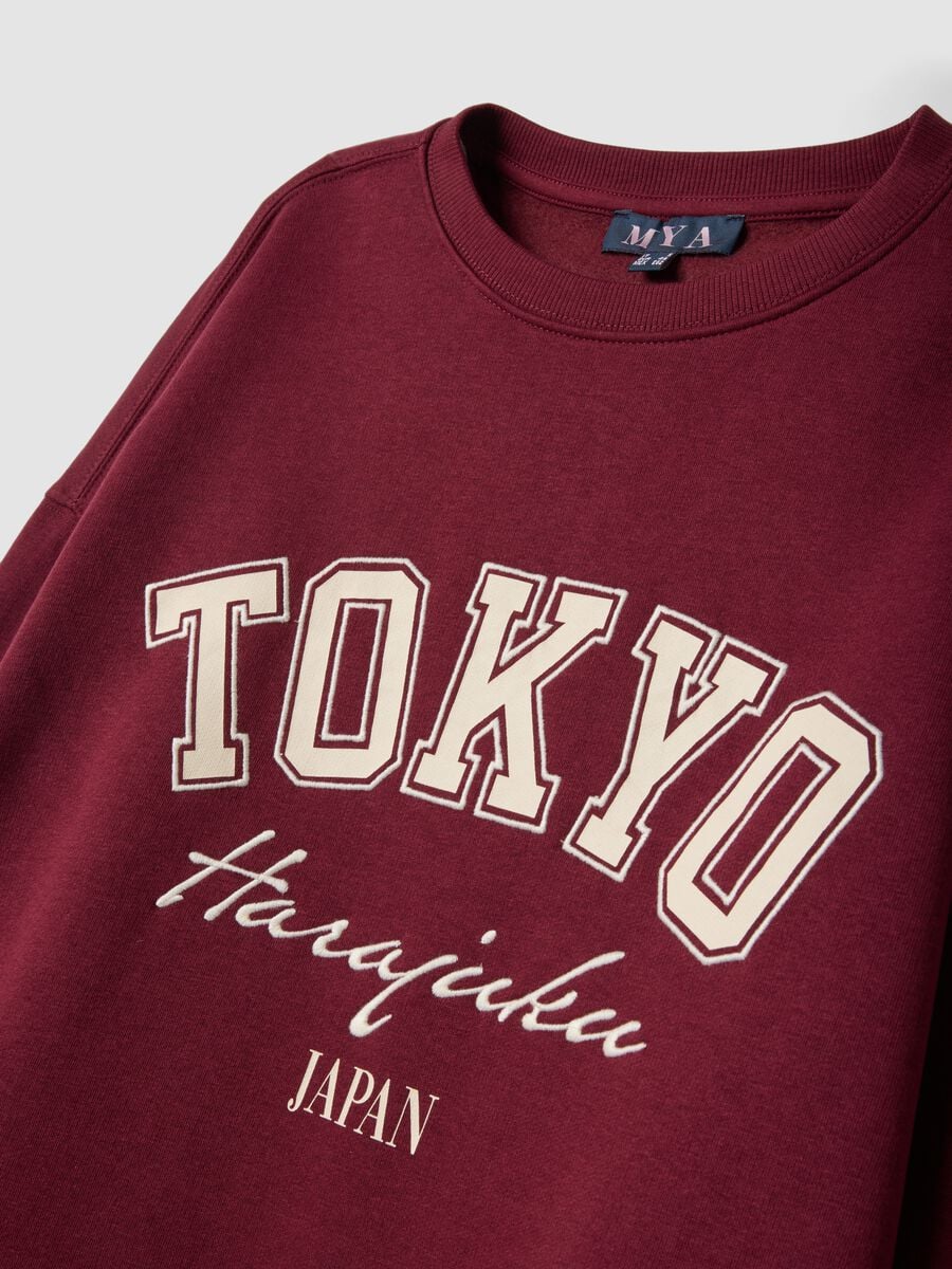 Red cotton-blend sweatshirt with Tokyo slogan_1