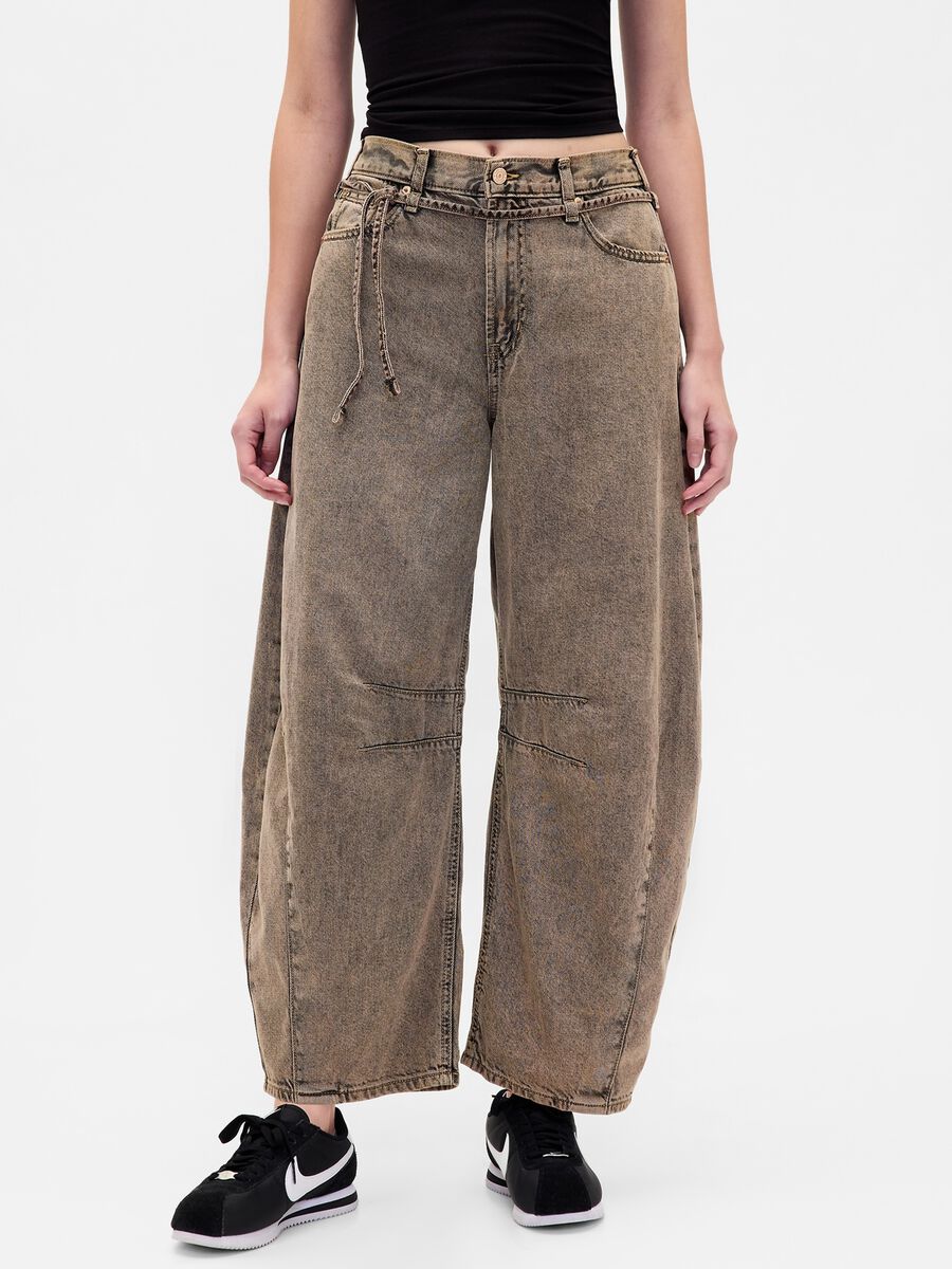Brown wide-leg trousers in cotton and Lyocell_1