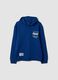 Blue pure cotton hoodie with print for boys_0