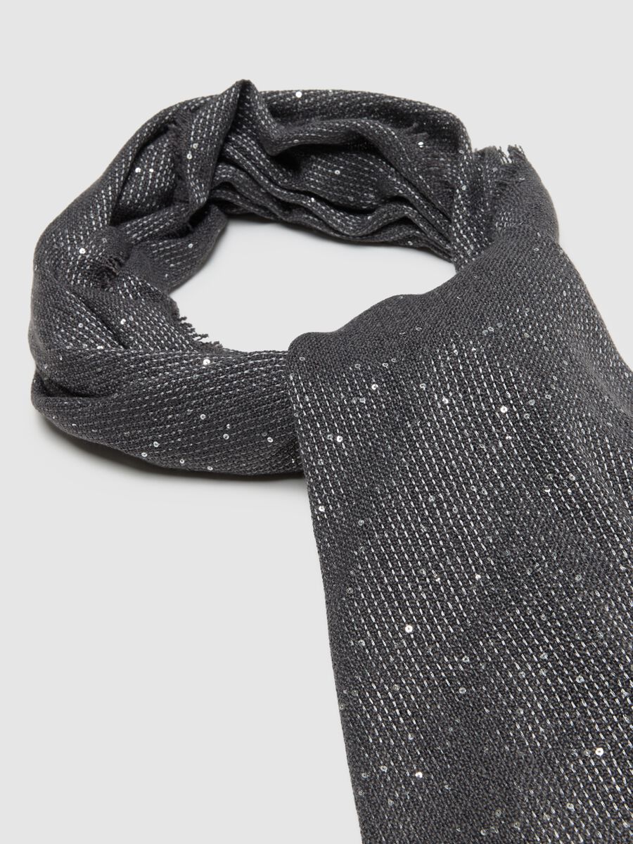 Grey Scarf with Metallic Details_1