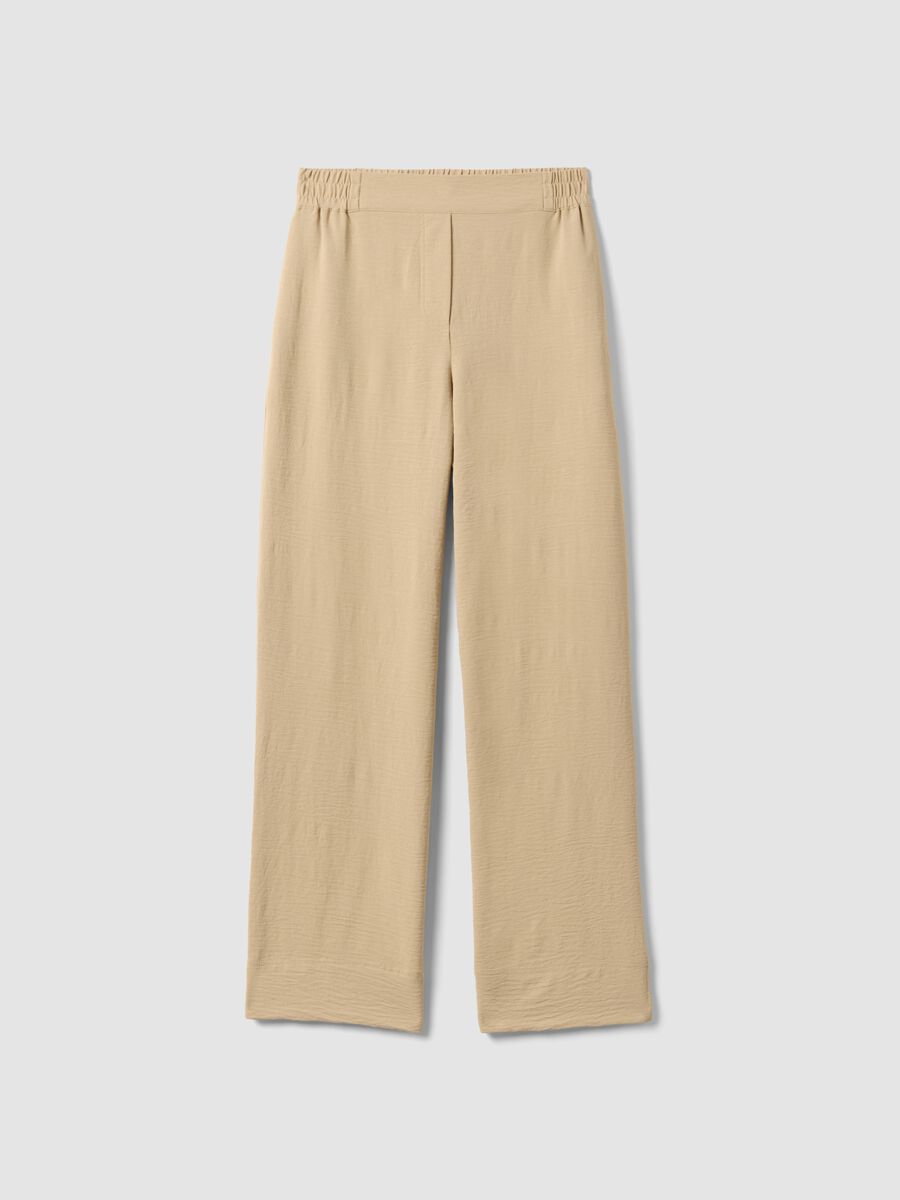 Beige wide-leg trousers with elasticated waist_4