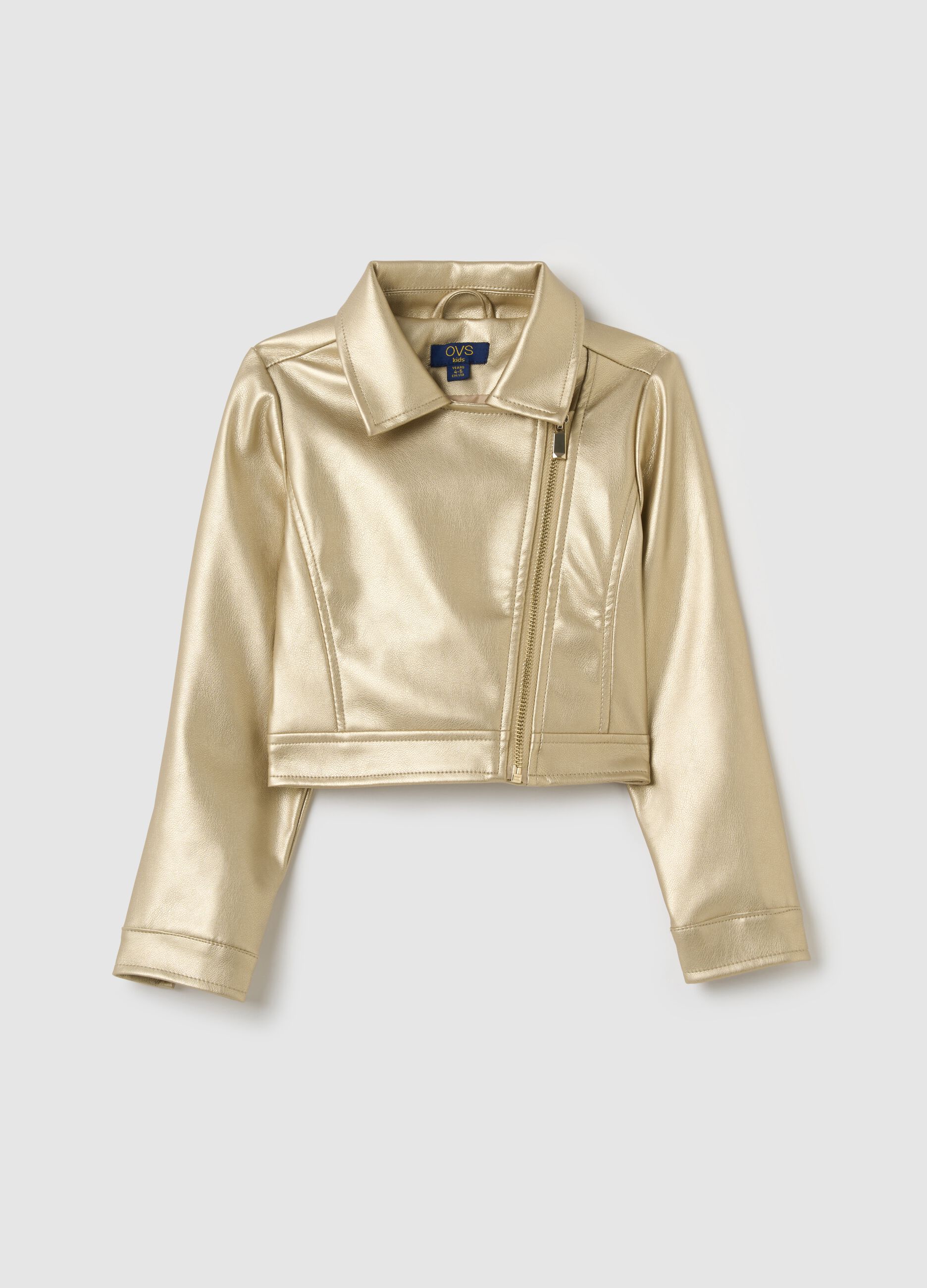 Biker jacket in golden fabric