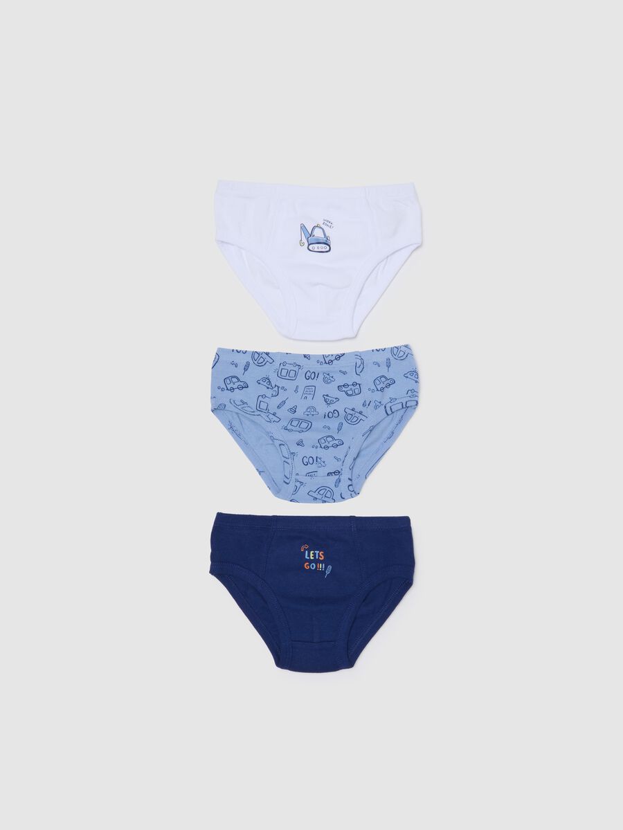 Set of three multicolour children's cotton pants, regular fit_0